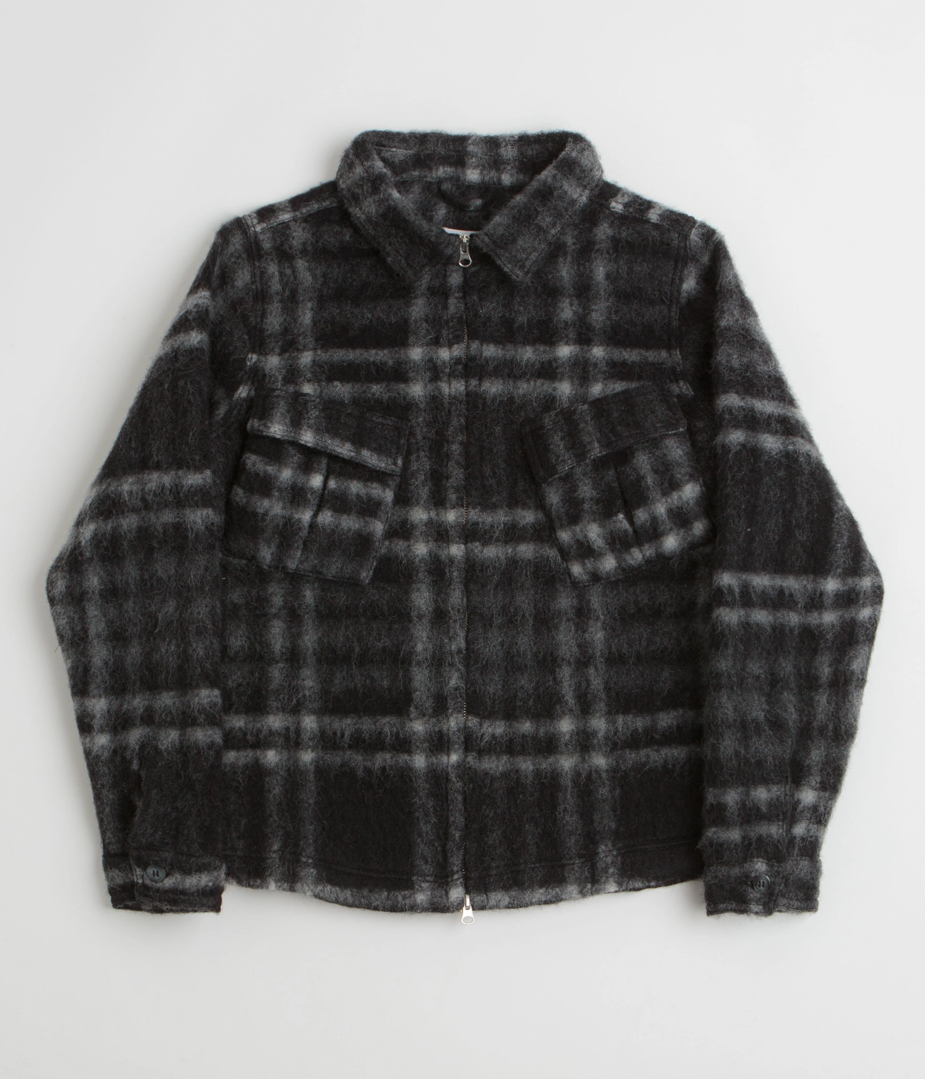Opinion Pop Trading Company Checked Wool Shirt Jacket - Black / Charcoal