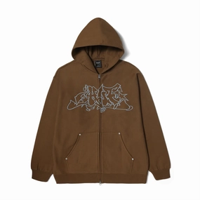 Quick Fit HUF Outlines Heavy Weight Full Zip Fleece - Brown