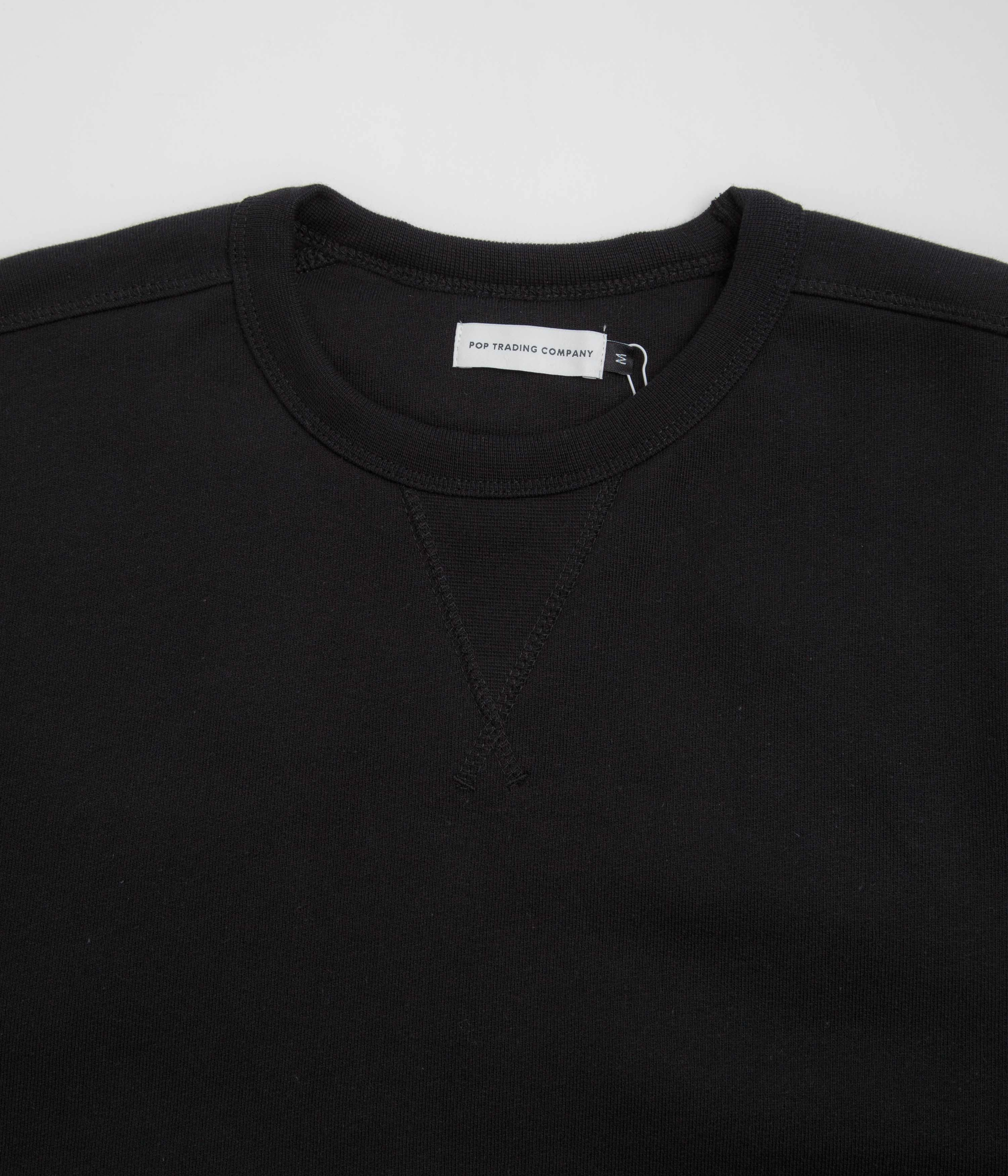Pop Trading Company Logo Crewneck Sweatshirt - Black / White product water resistant protection Fashion Statement