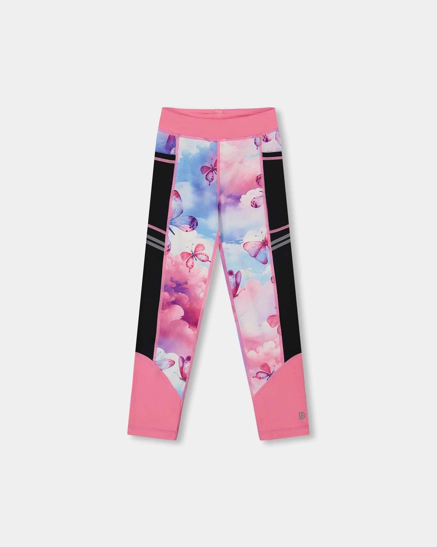 Minimal Bulk Printed Athletic Leggings Pink, Blue And Butterflies