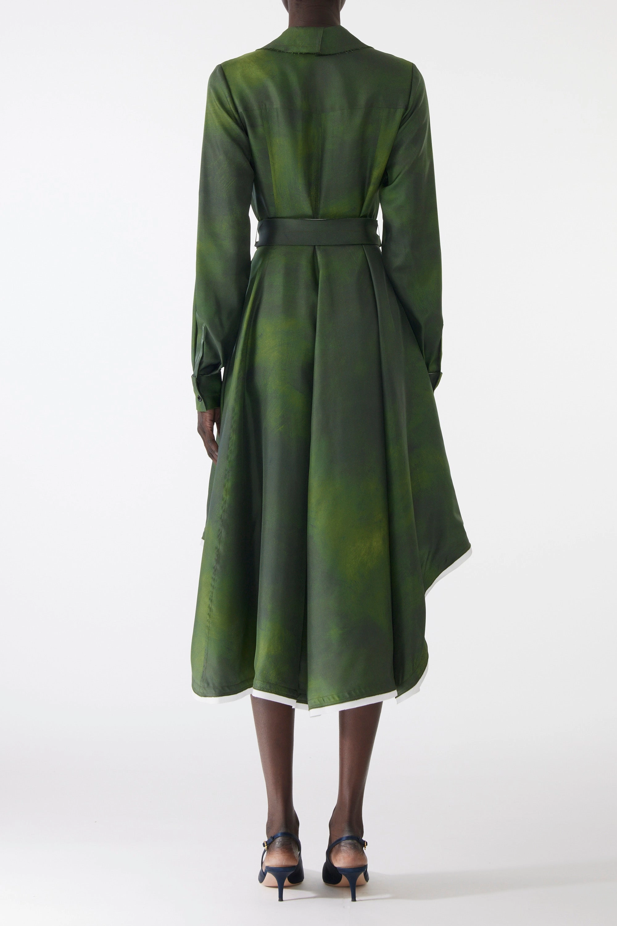 Fresh Energy Natural Light SMUDGED CANVAS SILK TWILL SHIRTDRESS WITH BELT