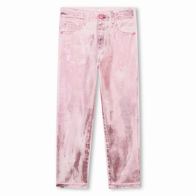 Fashion Staple Girl's Metallic Twill Pants In Baby Pink