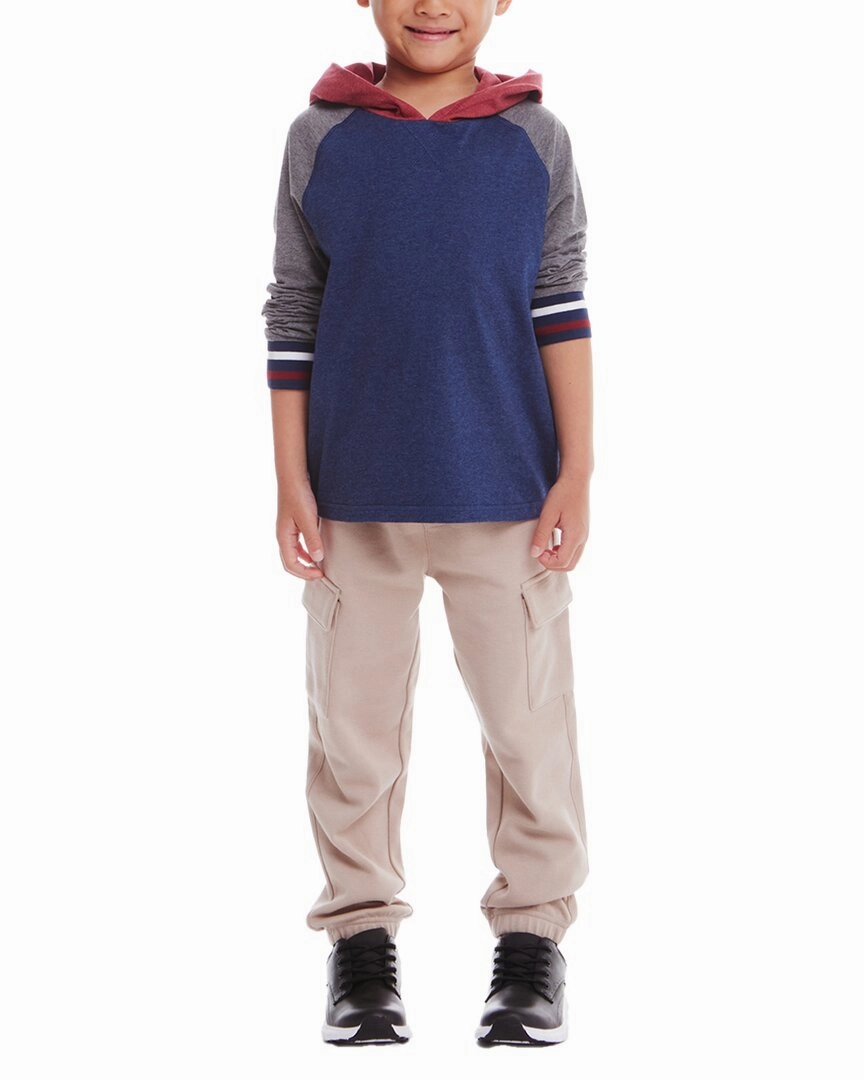 Street Inspired Layered Style Andy & Evan Jersey Hooded T-Shirt & Jogger Set