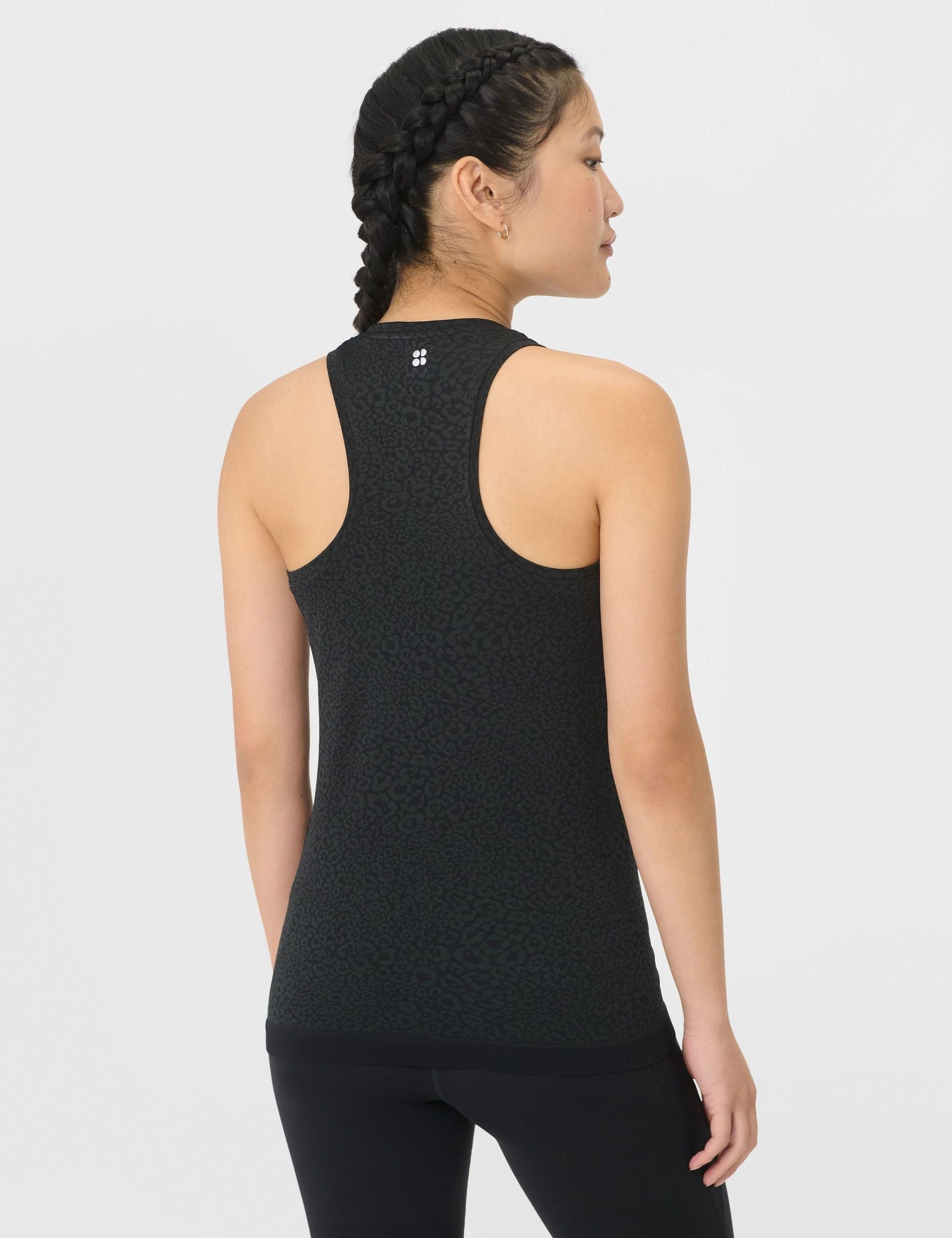 Athlete Seamless Workout Vest - Black Leo Spots Jacquard Abrasion Resistant Edges
