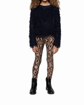 Soft and Stretchy Body Fit Velvet Snake Leggings In Brown