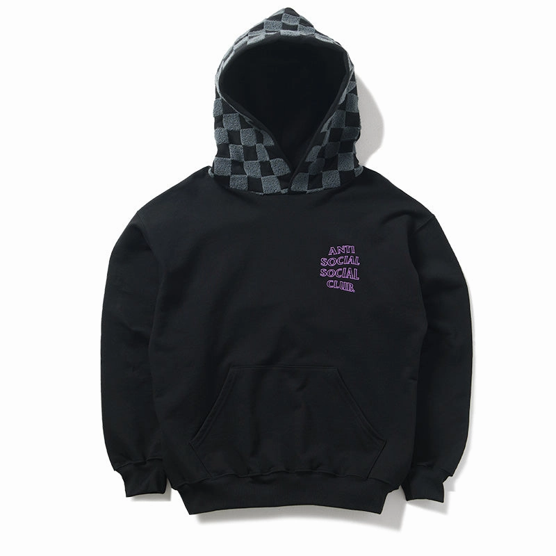 Elasticated Waistband Anti Social Social Club Chenille Checkered Hoodie - Black