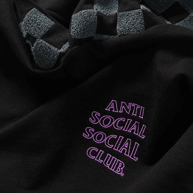 Anti Social Social Club Chenille Checkered Hoodie - Black Low Profile Logo Warm Outfit