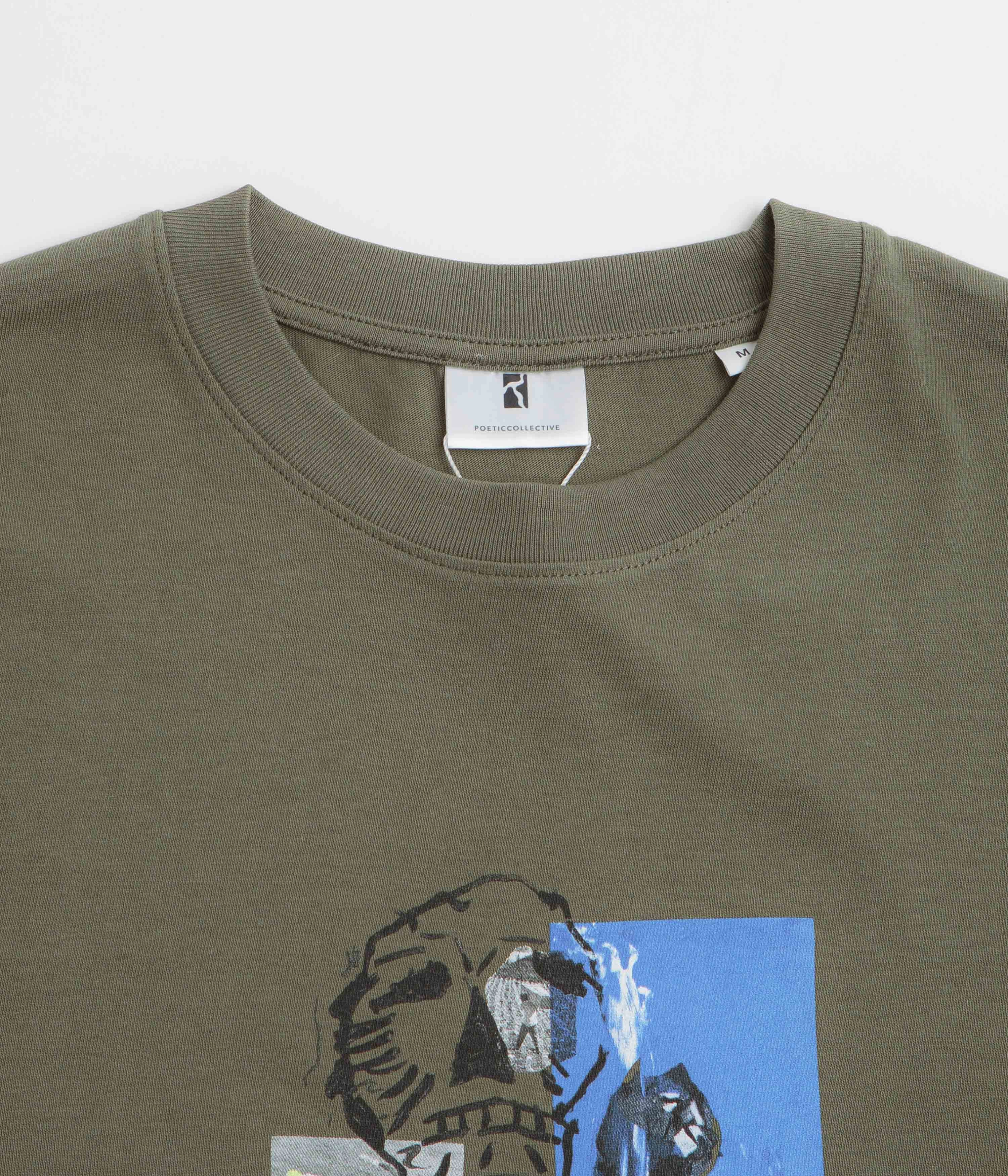 Athletic Look Poetic Collective Skull T-Shirt - Khaki