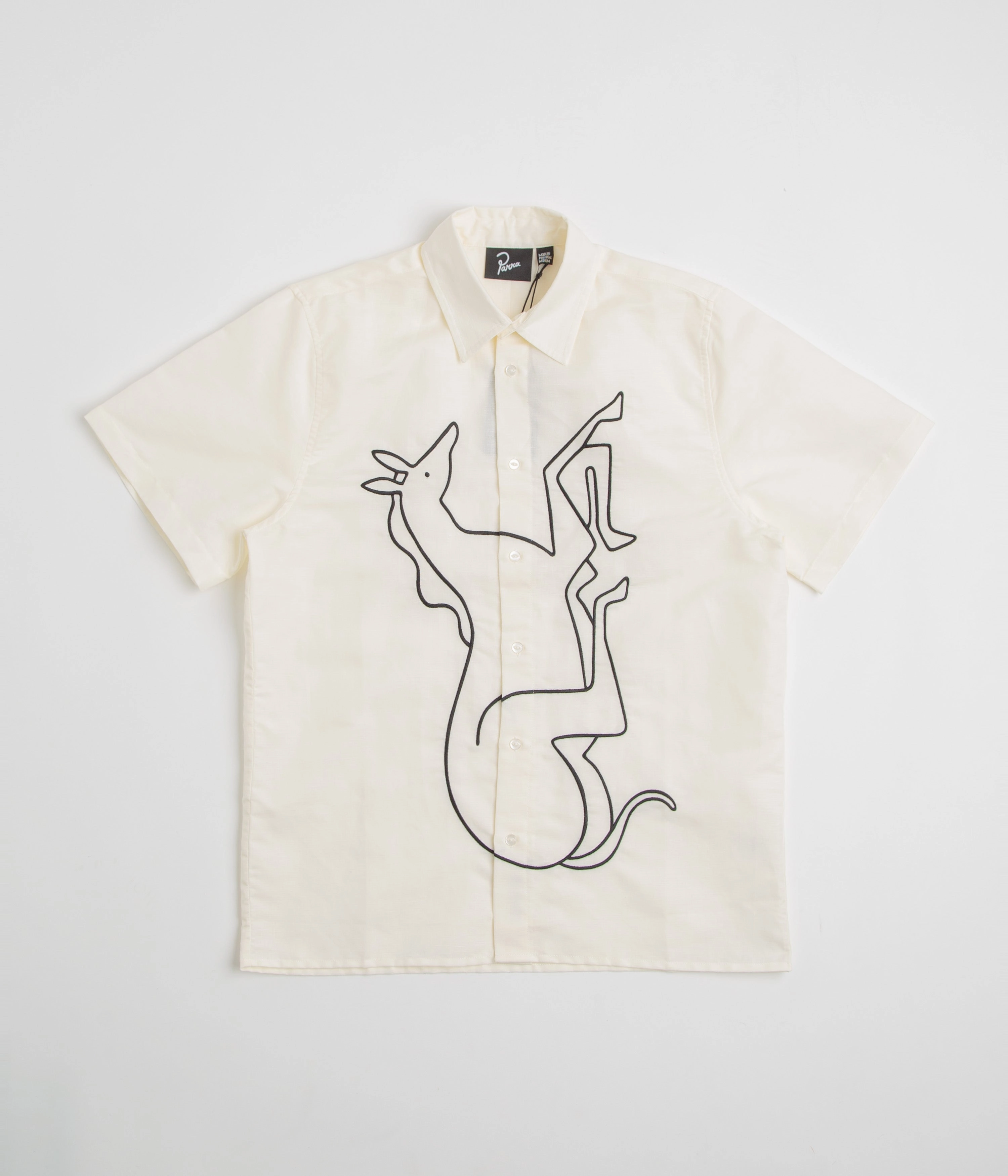 by Parra Vertical Horse Short Sleeve Shirt - Off White Camouflage Print hypoallergenic material