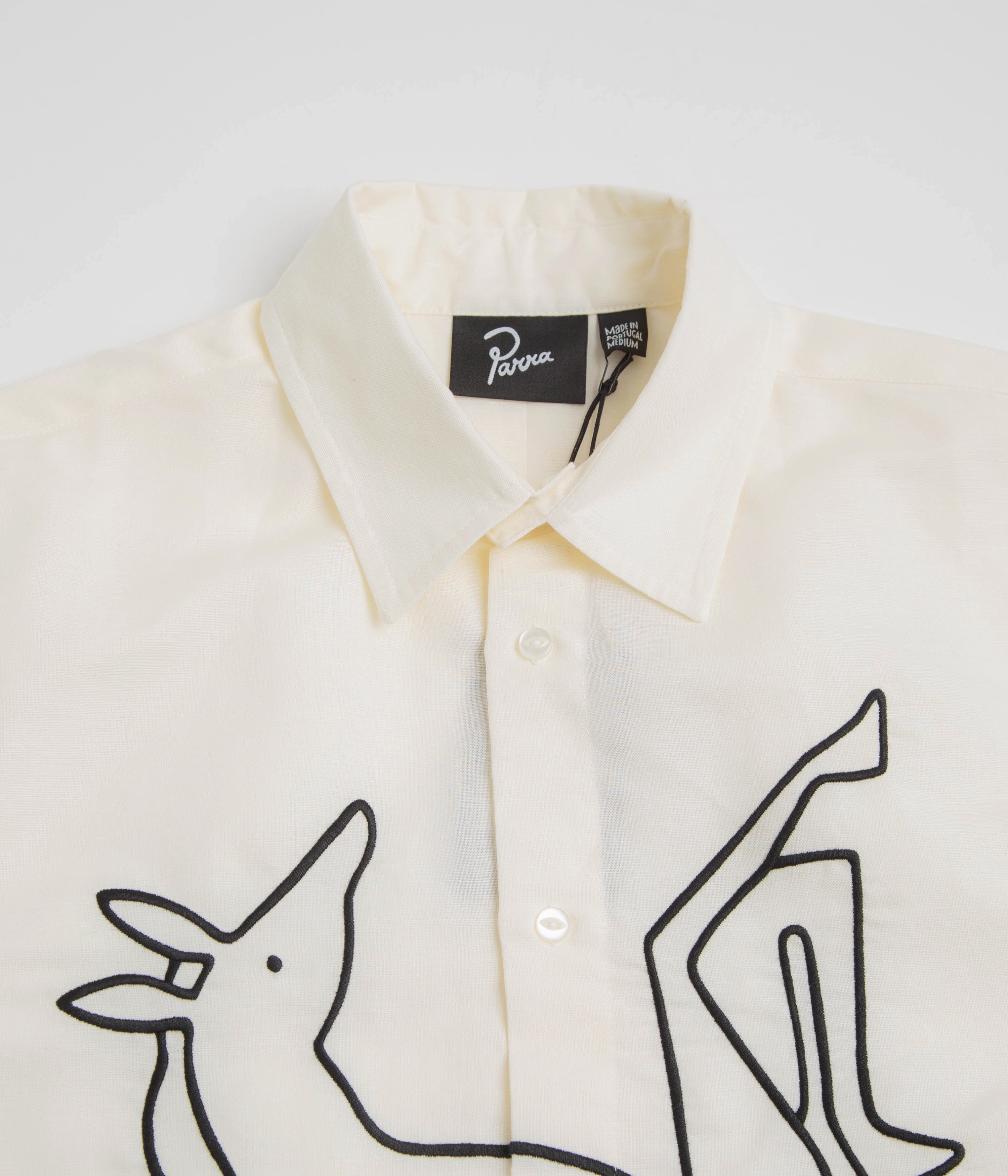 Luxury Feel by Parra Vertical Horse Short Sleeve Shirt - Off White