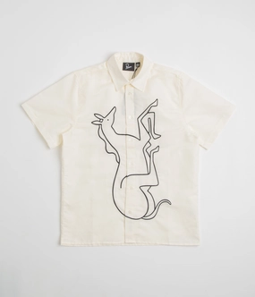 by Parra Vertical Horse Short Sleeve Shirt - Off White Camouflage Print hypoallergenic material