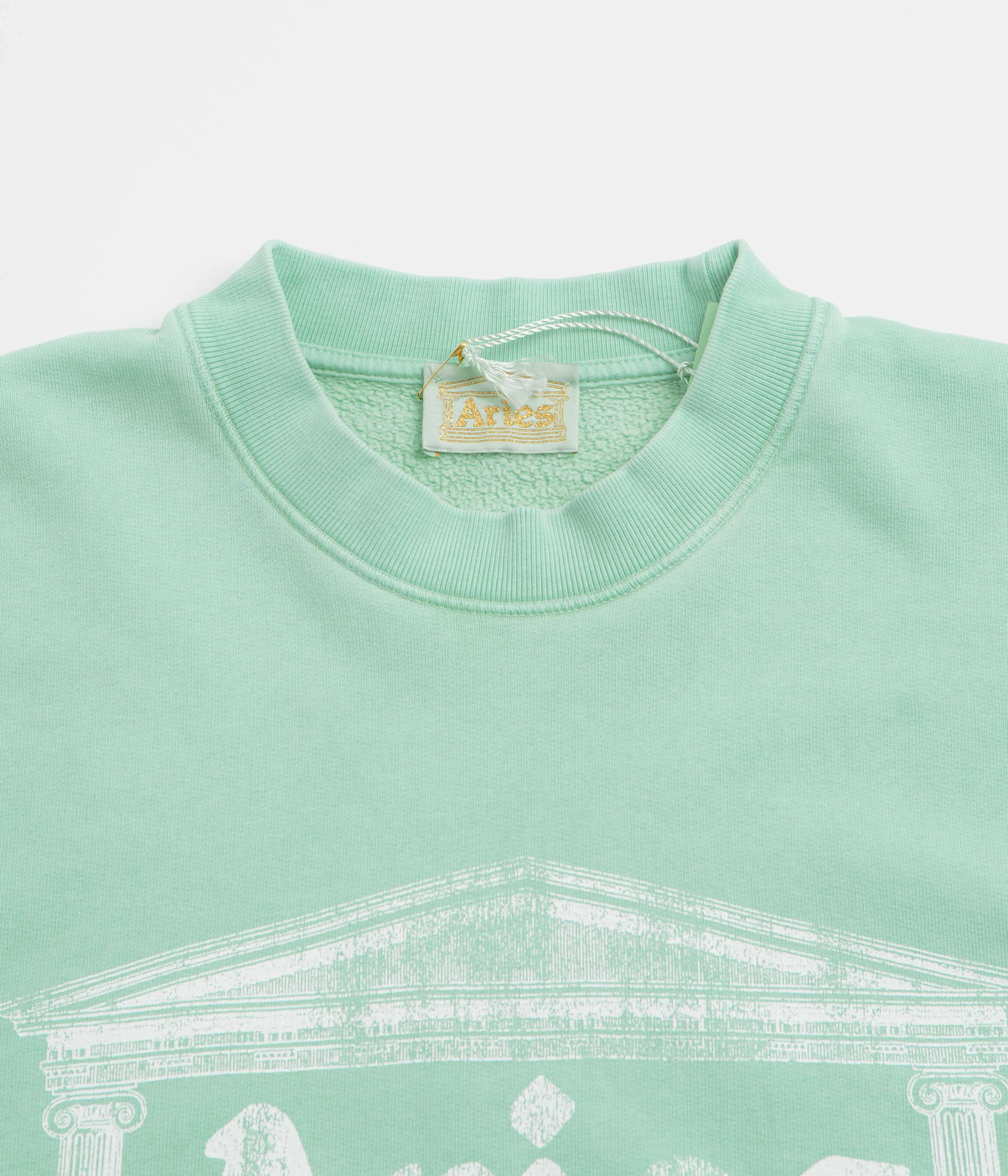 Fashion Basic product tribal energy Aries Aged Ancient Column Crewneck Sweatshirt - Aqua