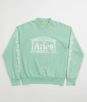 Aries Aged Ancient Column Crewneck Sweatshirt - Aqua Team Pride
