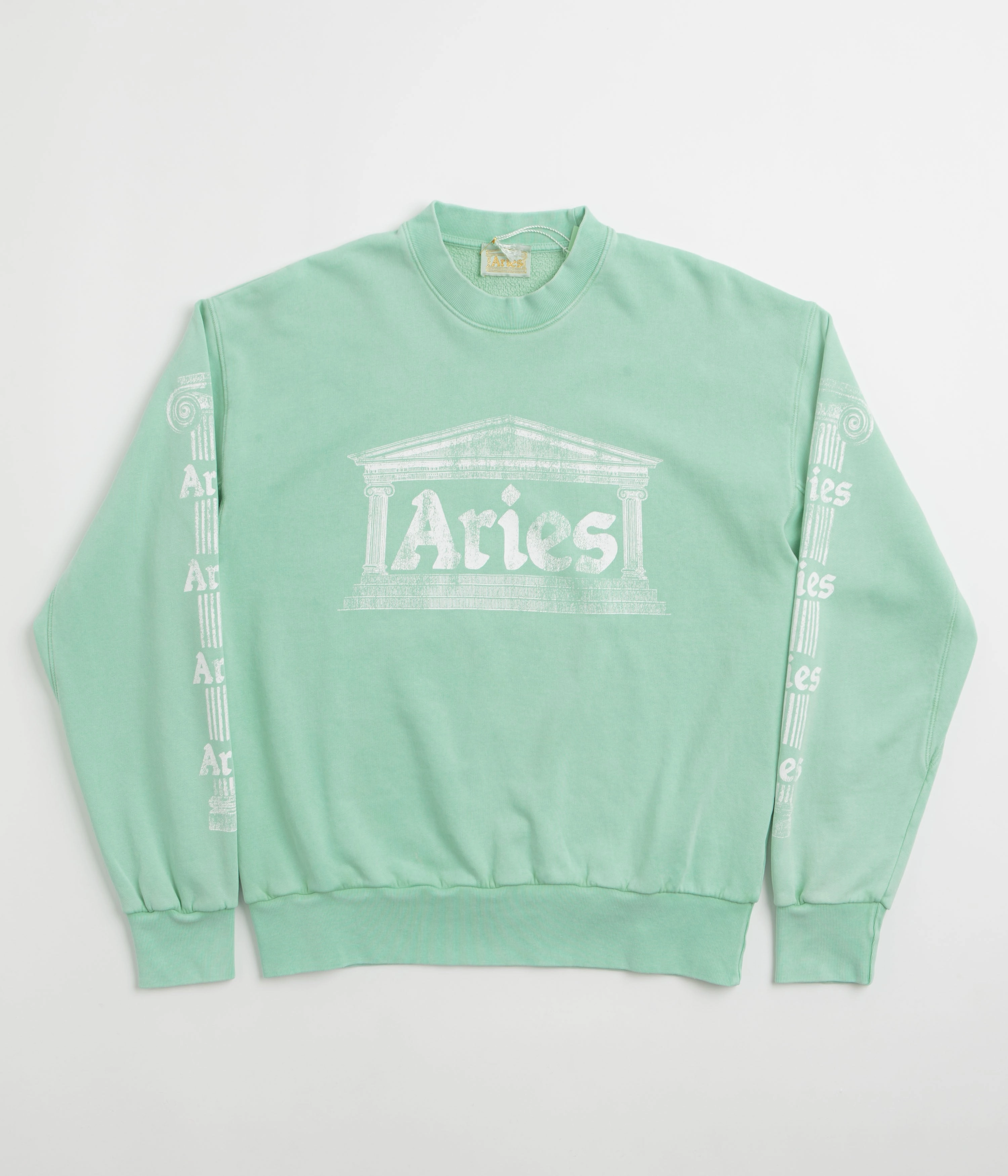 Aries Aged Ancient Column Crewneck Sweatshirt - Aqua Team Pride