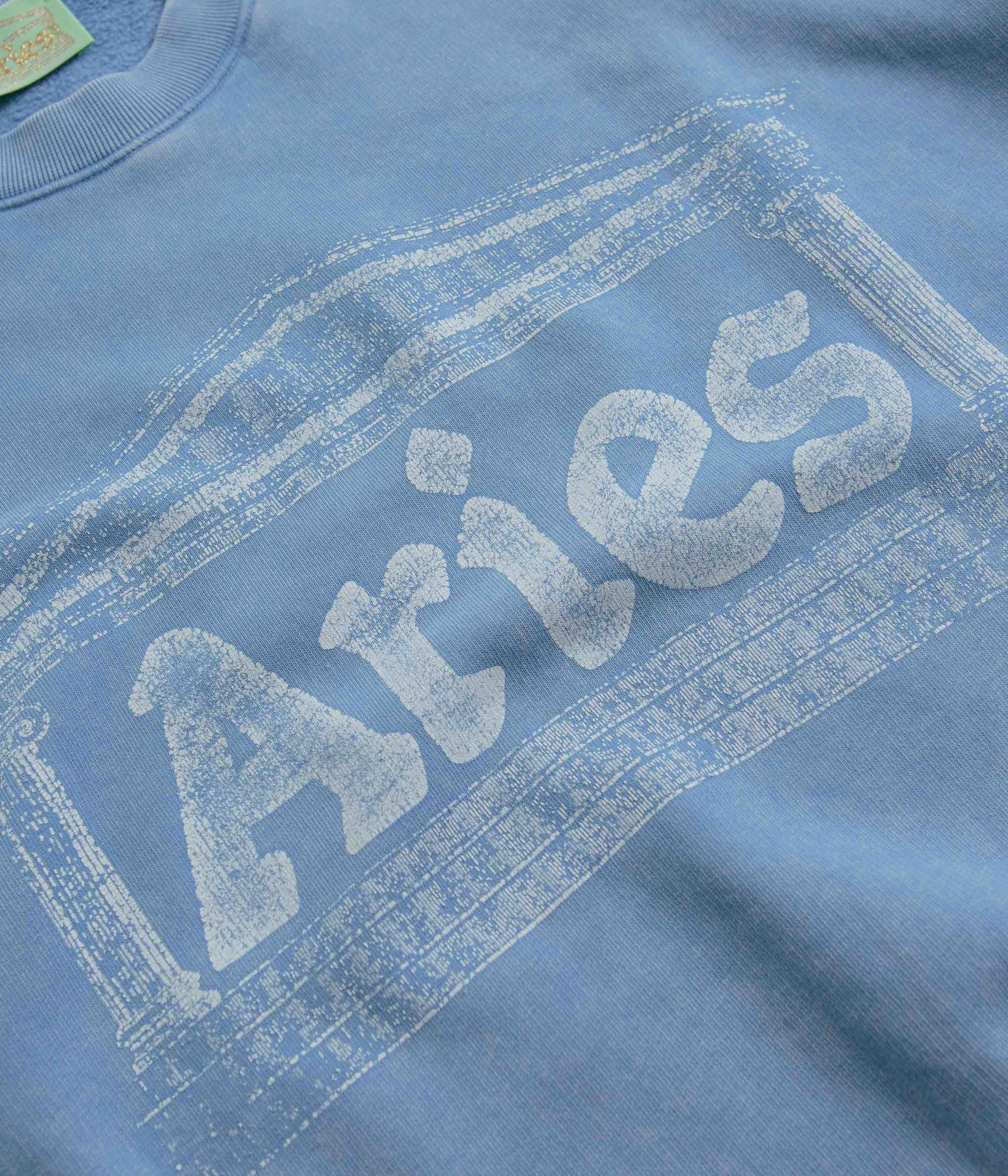 Aries Aged Ancient Column Crewneck Sweatshirt - Pale Blue Soft Feel Basic Wear