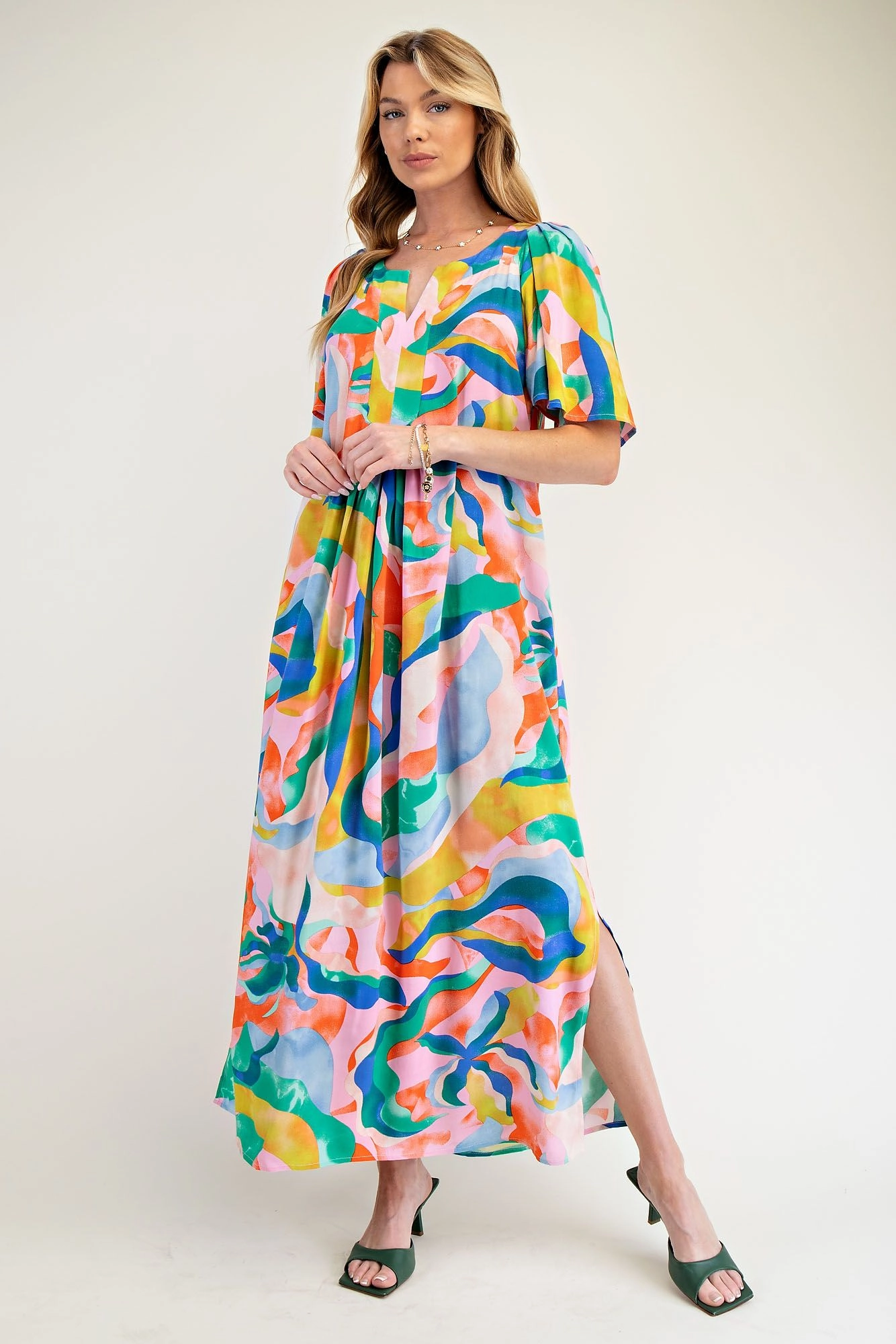 Flattering Waistband Artful Escape Printed Maxi