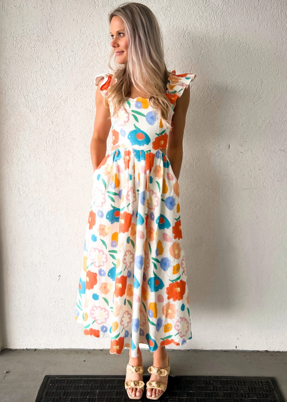 Premium Look ASHTON FLORAL DENIM SCALLOP MIDI DRESS