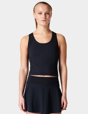 High Stretch Fabric Athlete Crop Seamless Gym Vest - Black