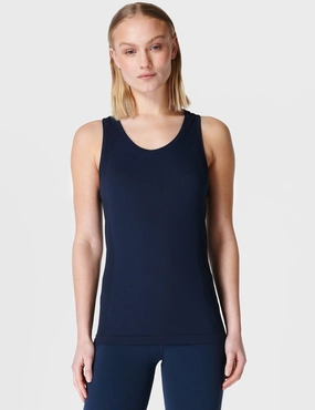 Durable Double Stitched Seams Stationary Athlete Seamless Gym Vest - Navy Blue