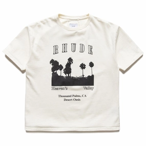 draping nursing clothes Rhude Thousand Palms Tee - Vintage White/Black