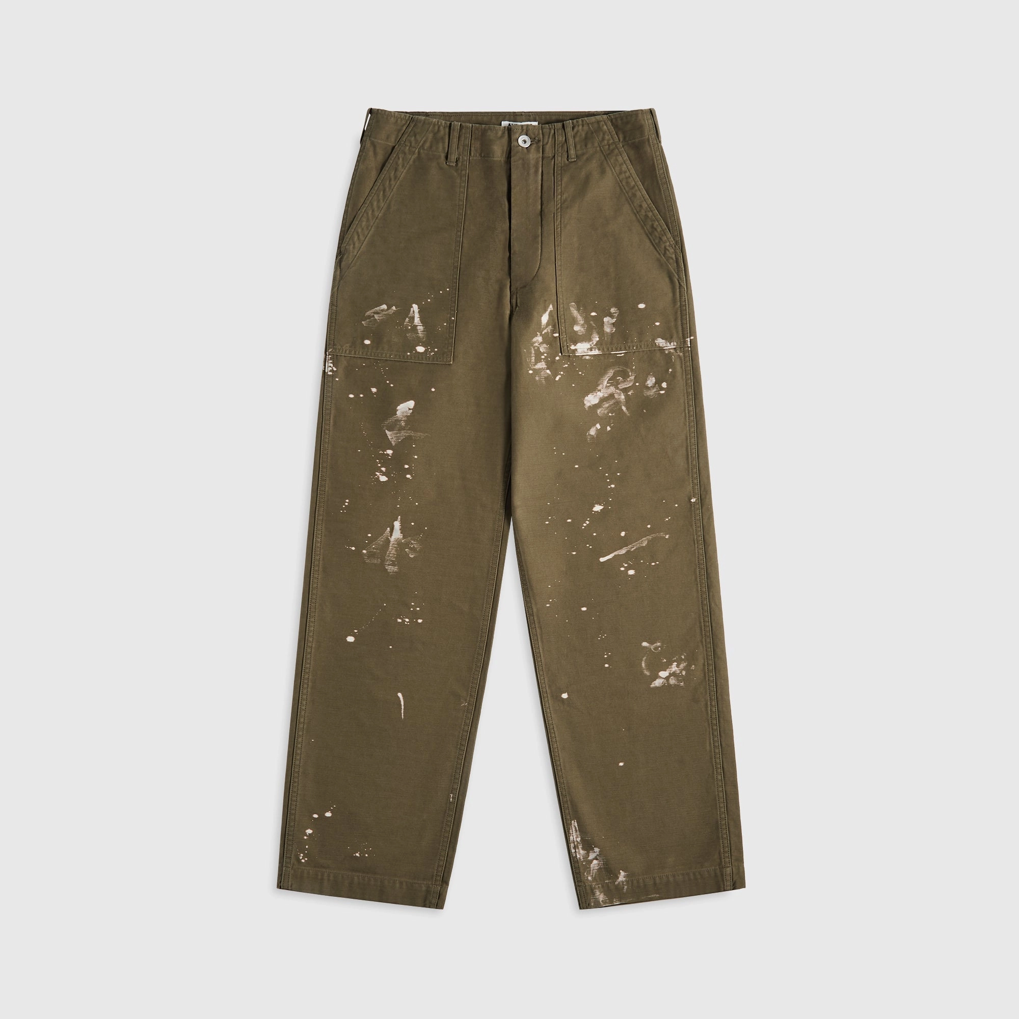 Auralee Washed Baggy Satin Bleached Baker Pants - Khaki Brown Smart Fit Reinforced Pockets