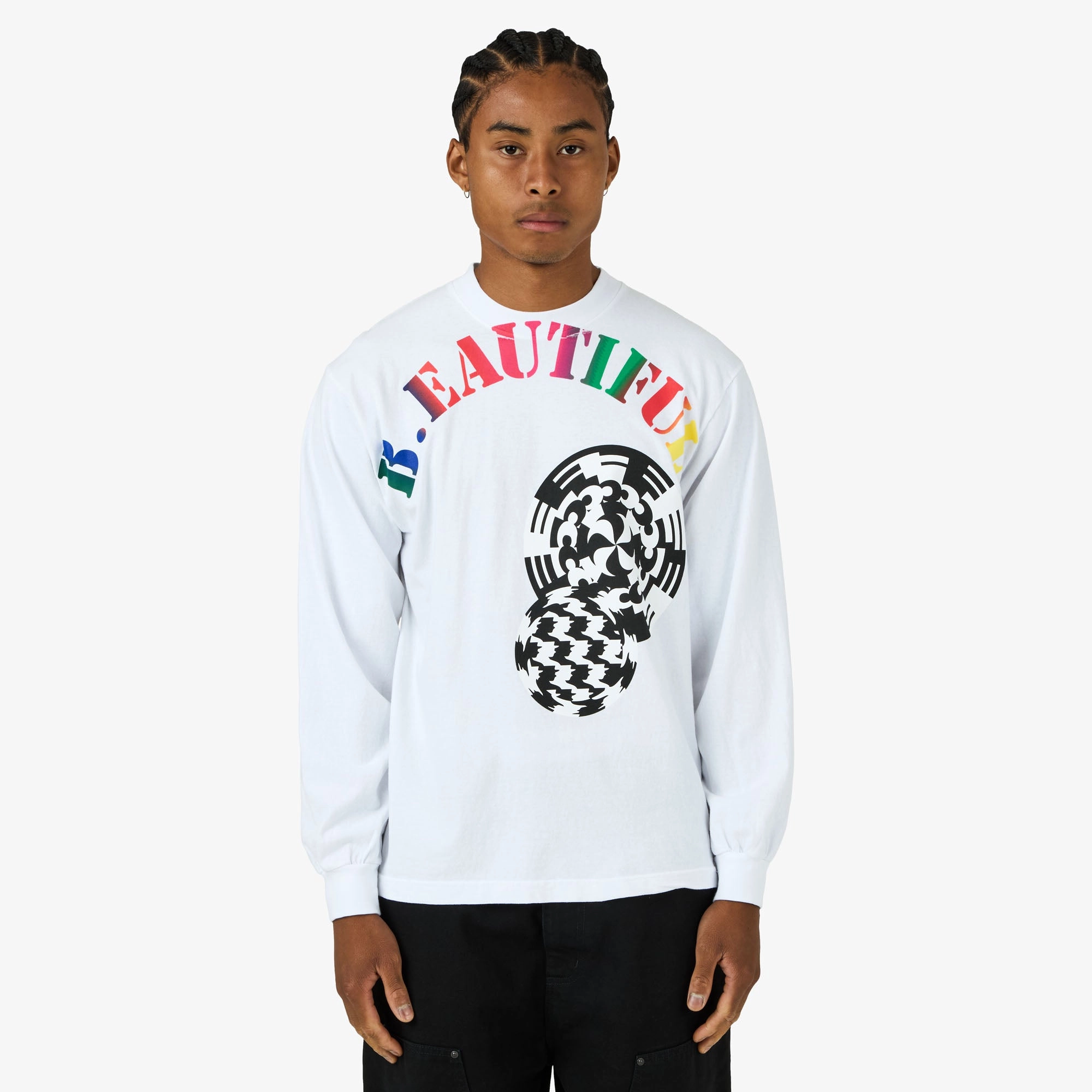 b.Eautiful Silhouette Long-Sleeve T-Shirt White Wrinkle Resistant Finish