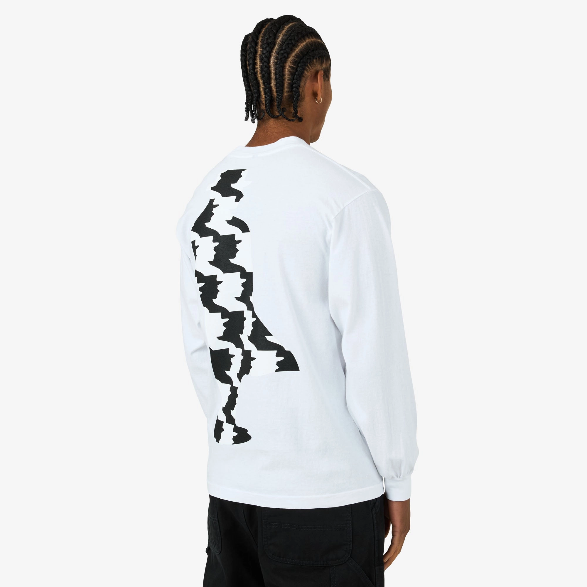 Recycled Polyester Blend raw hem b.Eautiful Silhouette Long-Sleeve T-Shirt White
