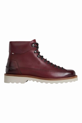 Bally Norkwel 6239798 Men's Heritage Red Calf Leather Ankle Boots Eco Material Nature Lover
