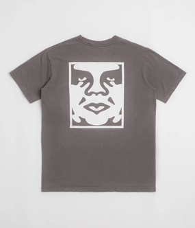 Obey Bold Icon Face T-Shirt - Pigment Dusty Black bold hem