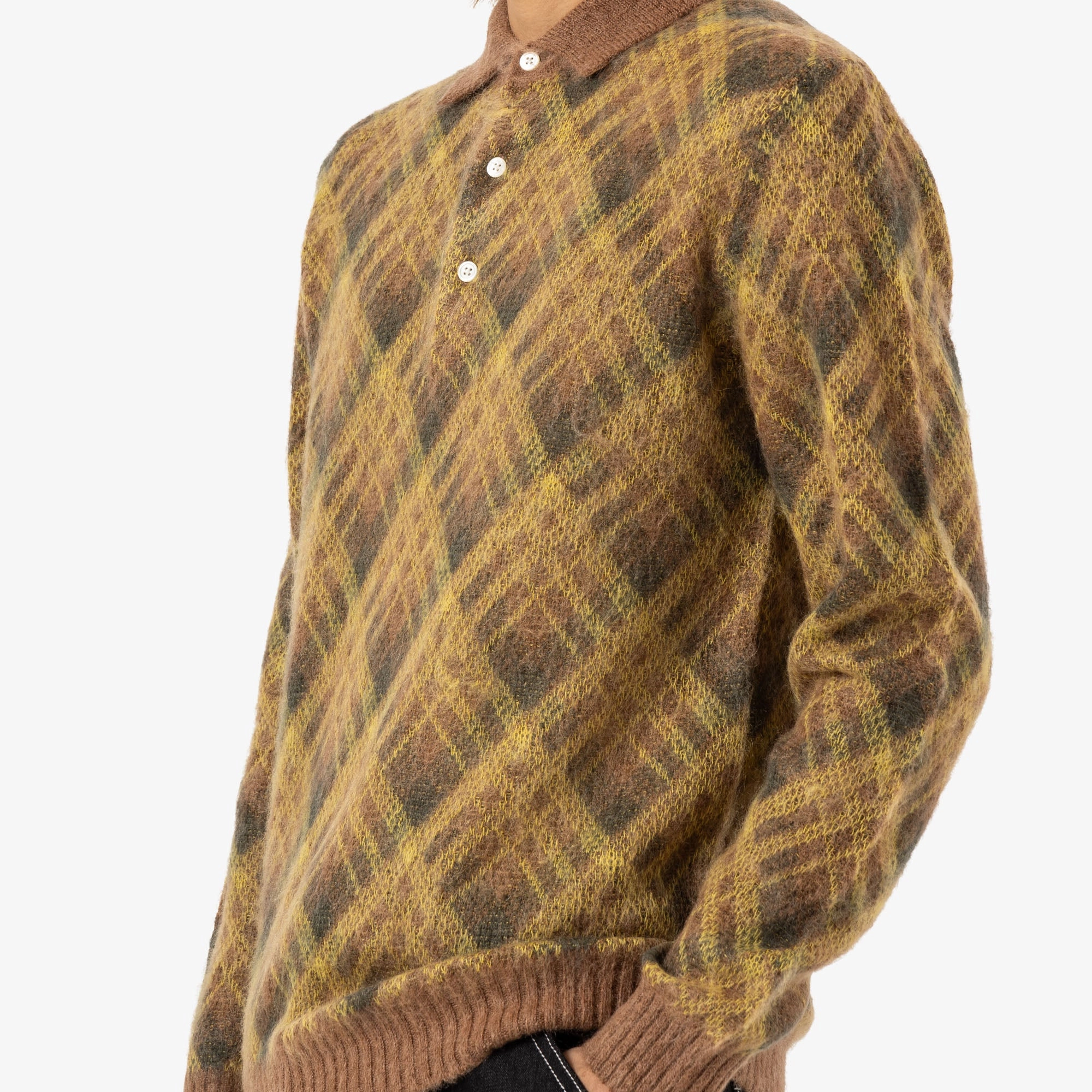 Polished Finish Active Comfort BEAMS PLUS Knit Polo Stripe / Brown