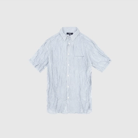PALE BLUE STRIPED S/S SHIRT Everyday Look Tagless Design
