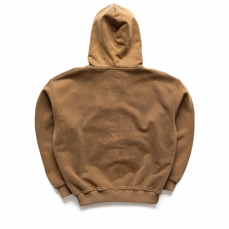 KidSuper Patchwork Face Heavyweight Zip Up Hoodie - Dark Brown Soft Waistband