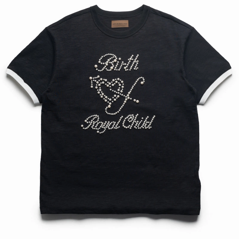 Birth Of Royal Child Pearl Patchwork Tee - Black picnic venue Office building
