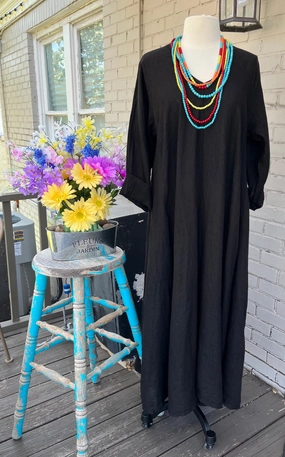 Timeless Soft Casual maxi dress Black Washed Linen Dress