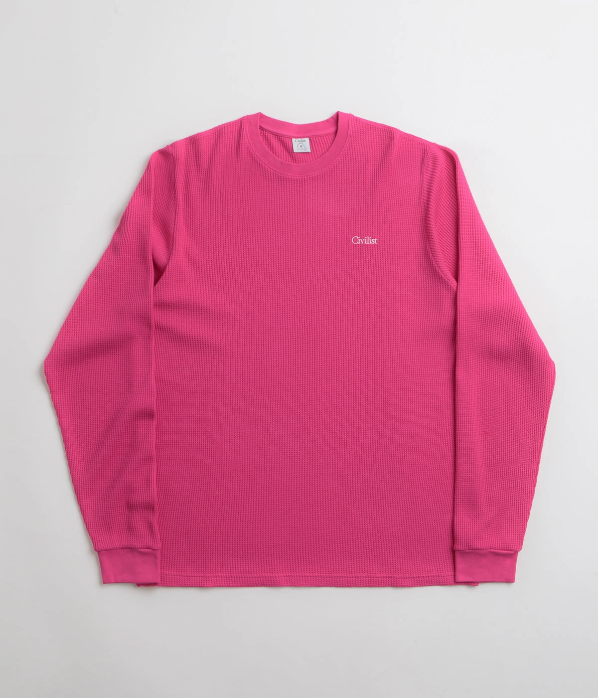 trendy season Square Neck Civilist Thermal Long Sleeve T-Shirt - Fuchsia
