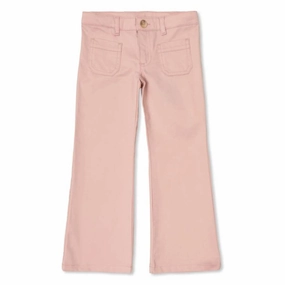 Bonpoint Girls Junon Flared Cotton Trousers Contoured Panel Design
