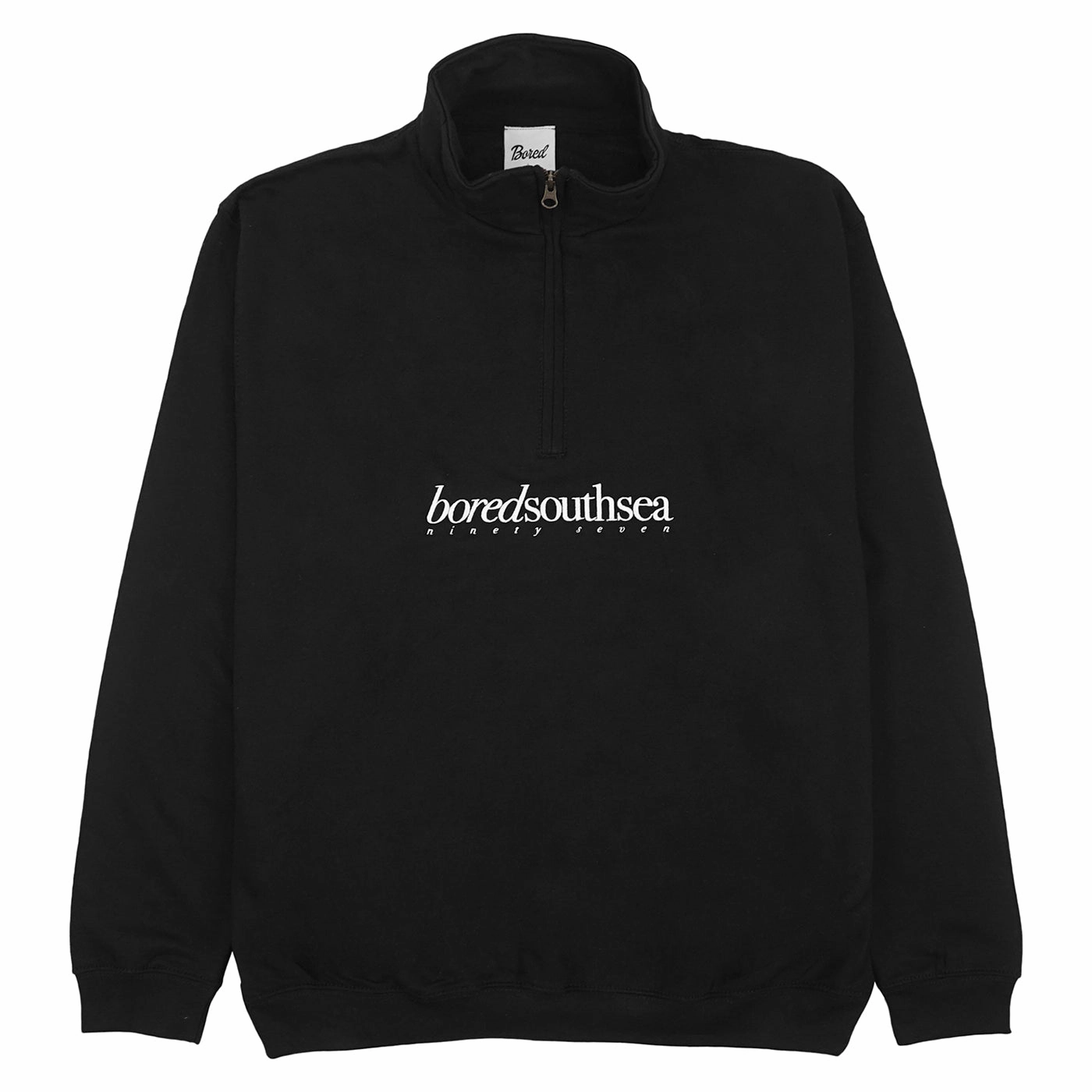 Bored of Southsea Hammer Quarter Zip Sweatshirt - Black / White Dromedary like Comfy Stretch Fit