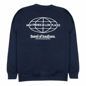 Minimalist Look Travel Friendly Bored of Southsea High Friends Sweatshirt - Navy