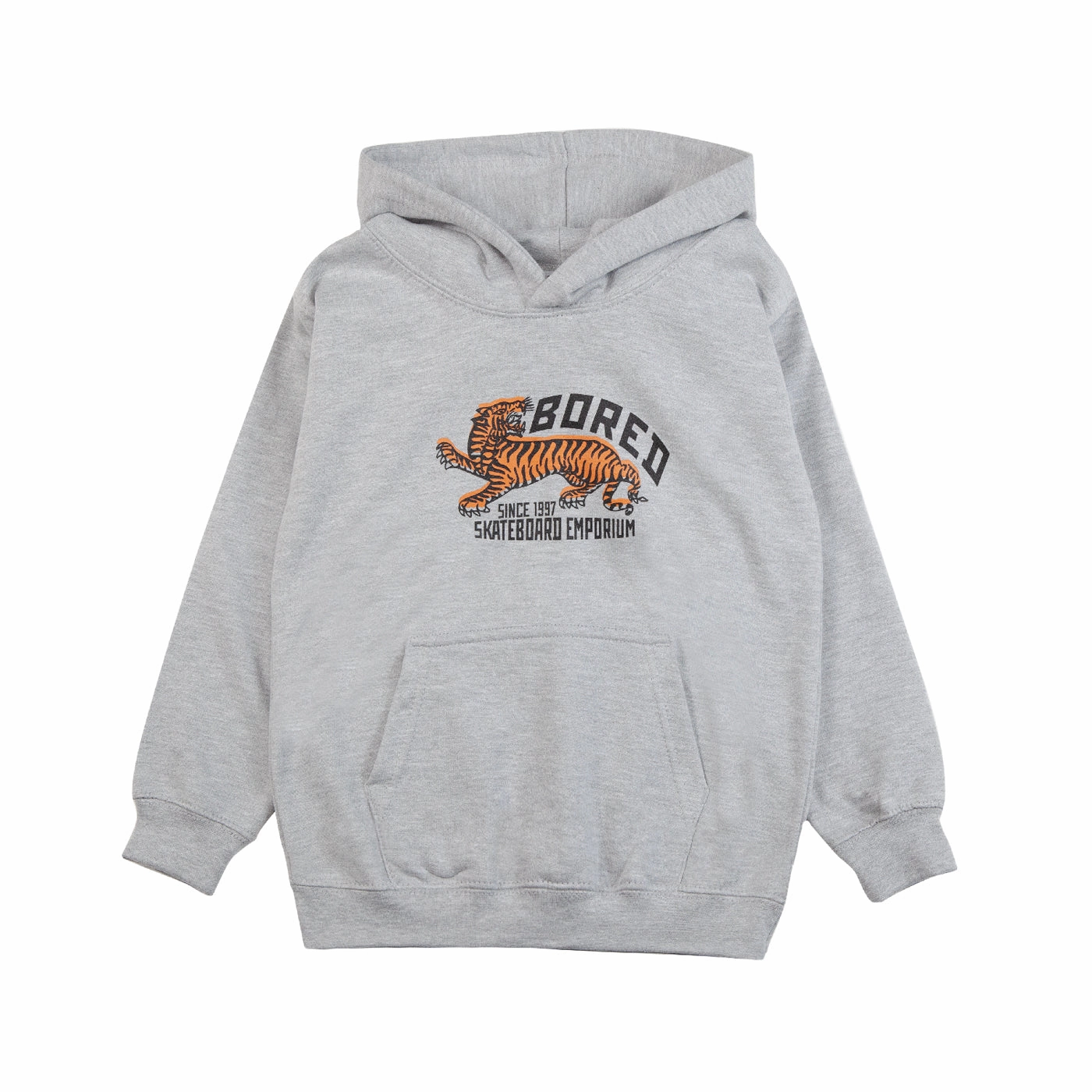 Bored of Southsea Tiger Emporium Kids Hoodie - Heather Grey Fur like Satin Lining