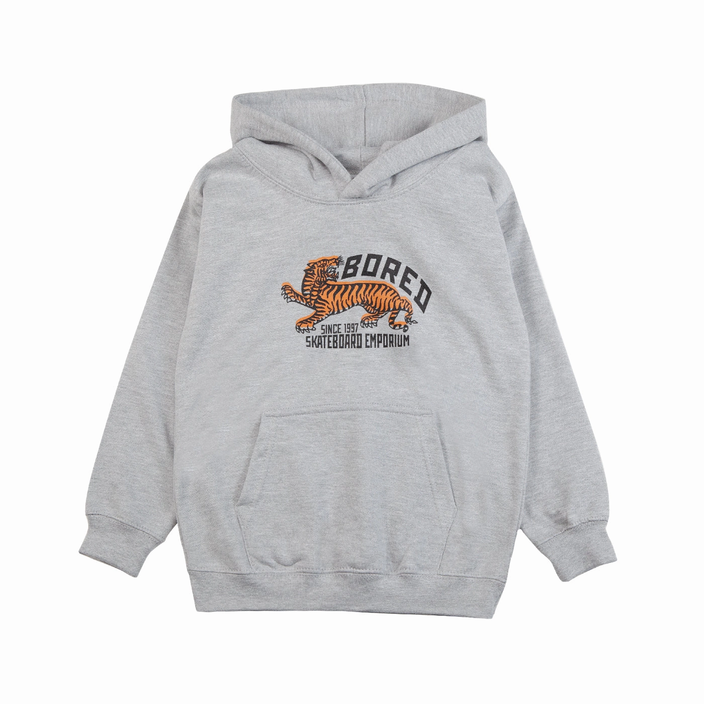 Bored of Southsea Tiger Emporium Kids Hoodie - Heather Grey Quick Style