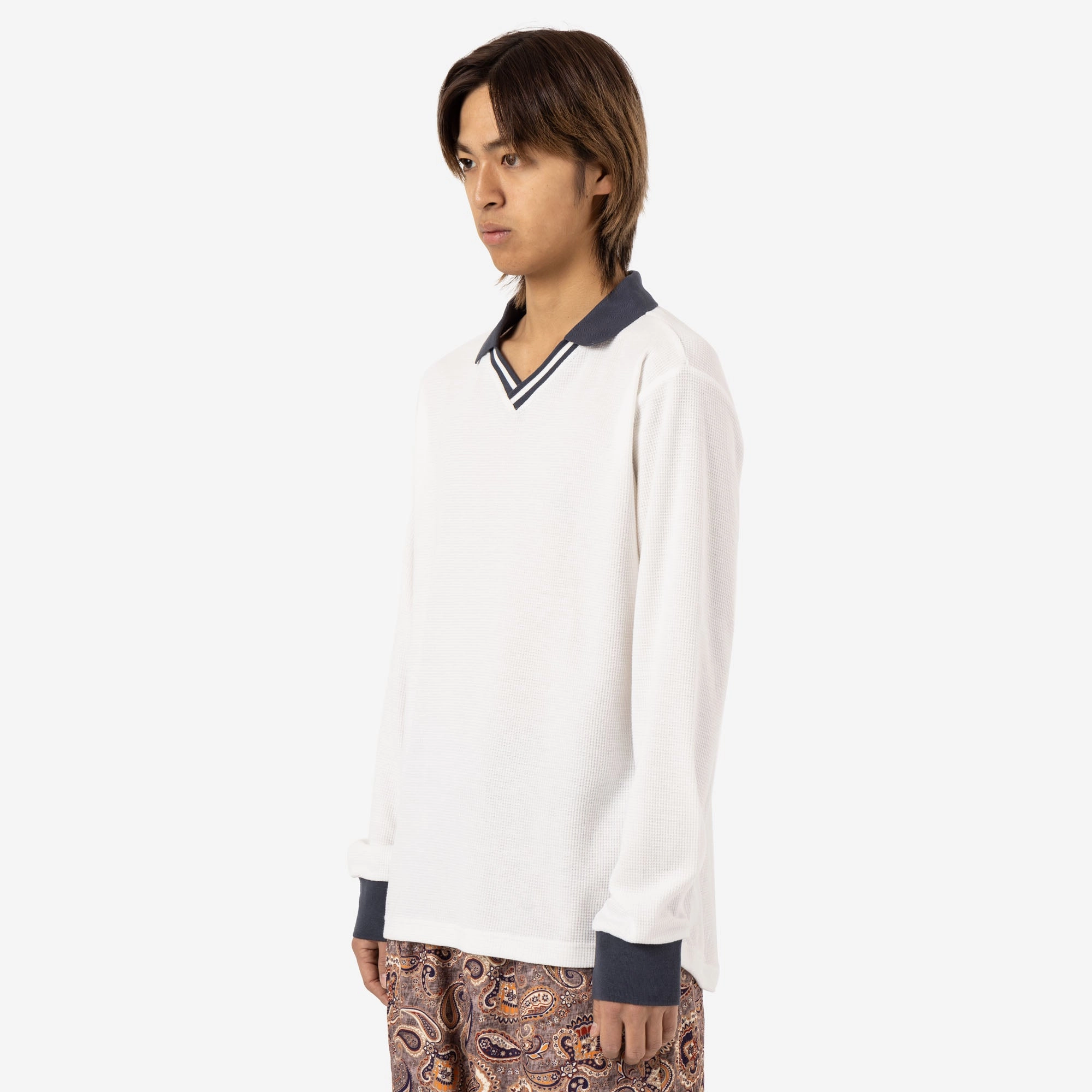 tall size Minimalist Closure Brother Brother Keepers Thermal Polo White / Grey