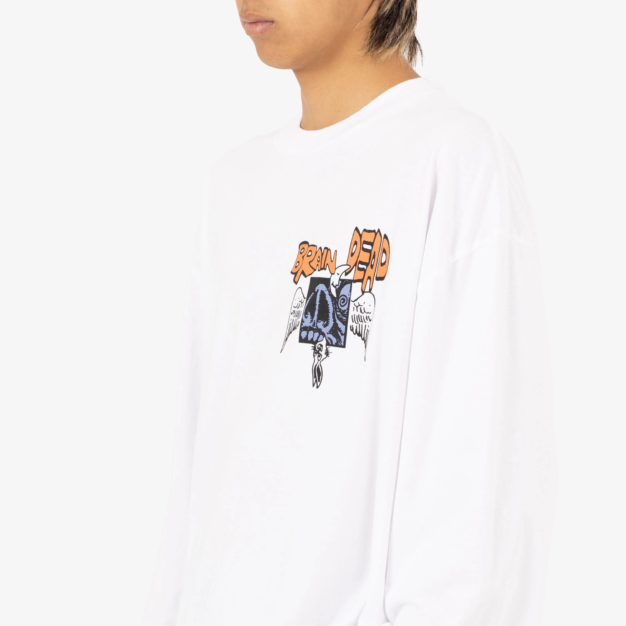 Ergonomic Sleeve Length Brain Dead Cosmic Debris L/S Shirt / White