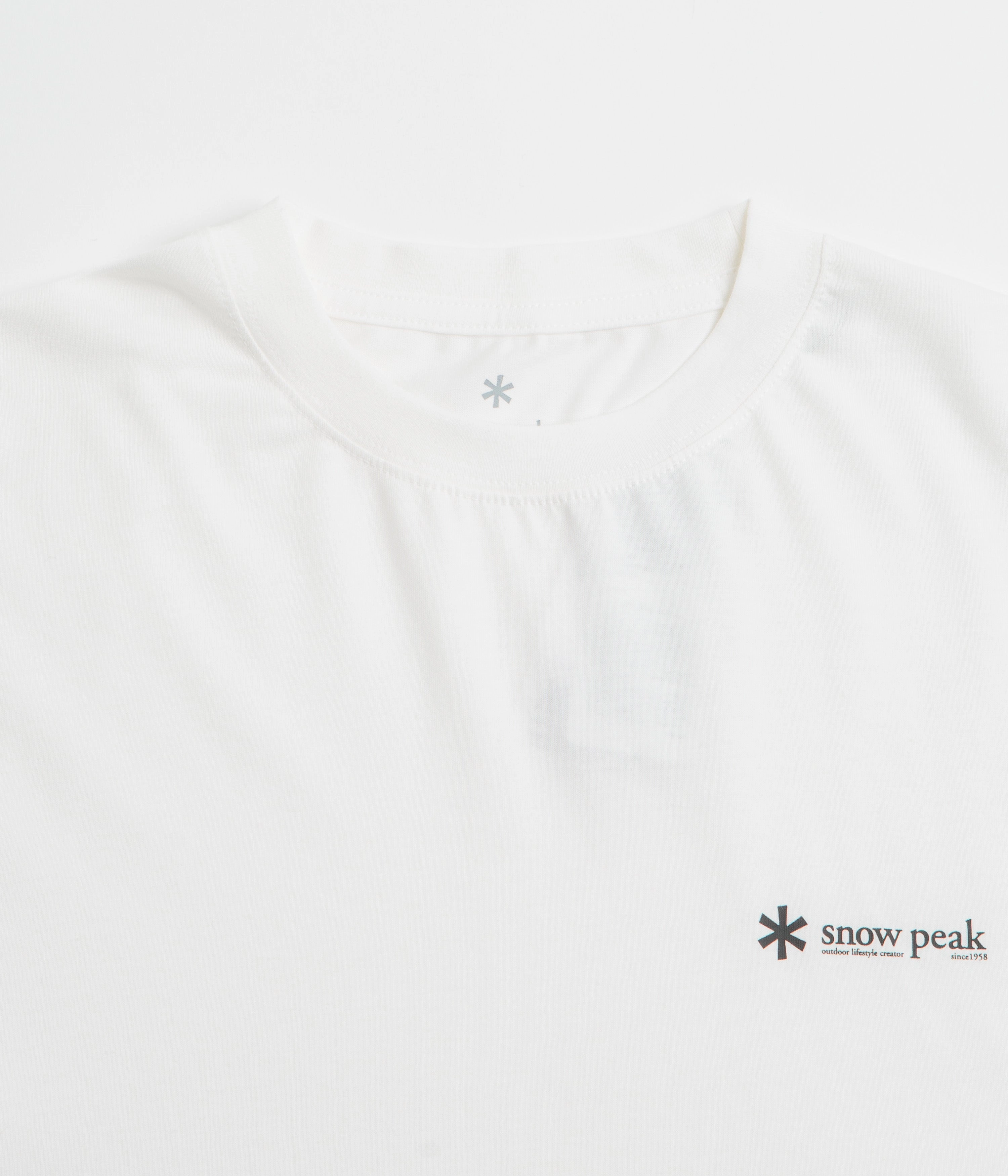 Snow Peak Soft Cotton Relaxed Logo Long Sleeve T-Shirt - Off White raw hem high-low hem