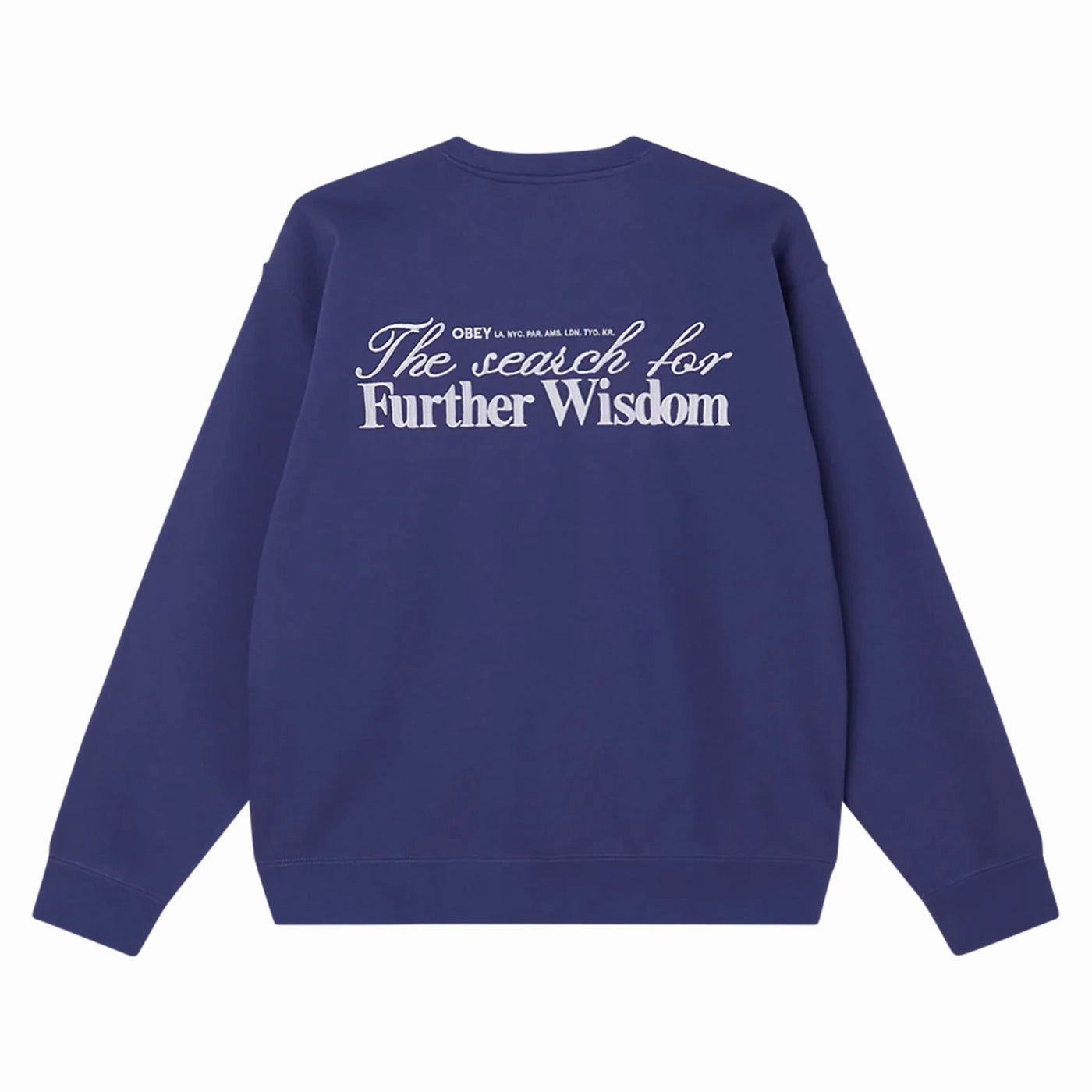 hypoallergenic Obey Further Wisdom Crew Sweatshirt - Skipper Blue
