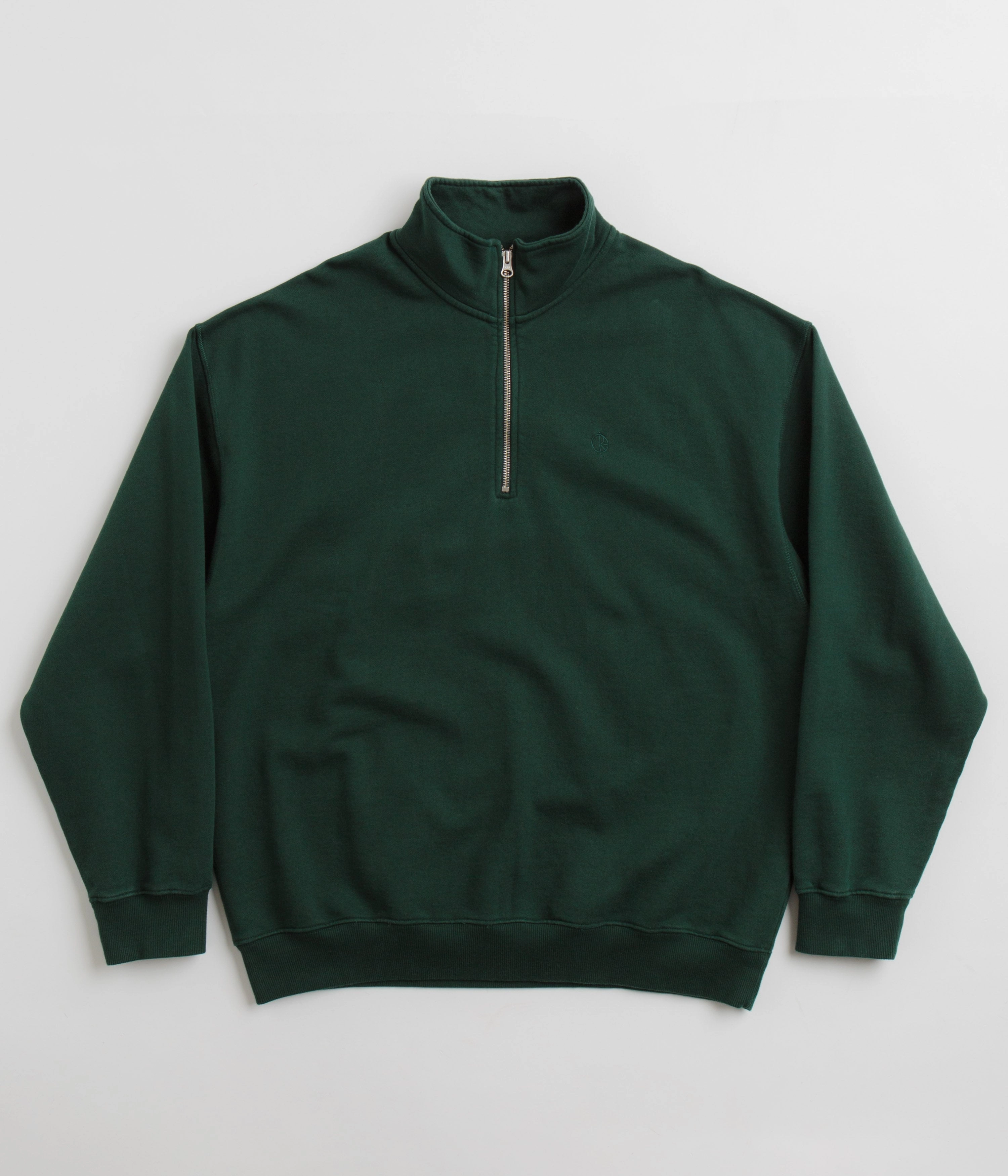 Polar Frankie Half Zip Sweatshirt - Dark Emerald embroidery accents Simple Comfort