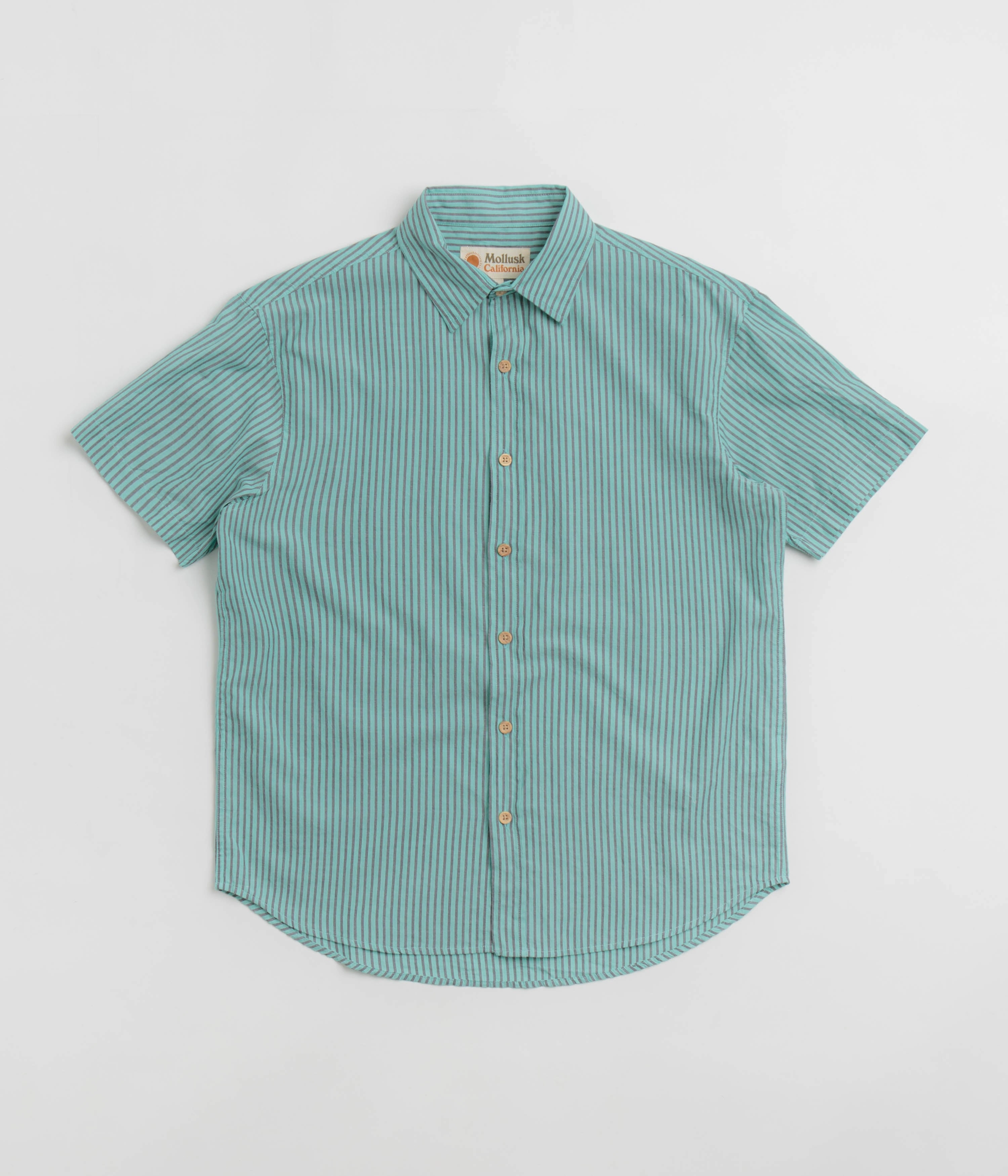 Mollusk Summer Shirt - Blue Teal Stripe Work From Home Neutral Tones