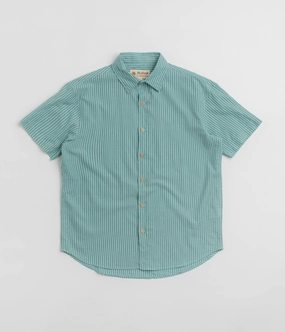 Flexible Material Mollusk Summer Shirt - Blue Teal Stripe