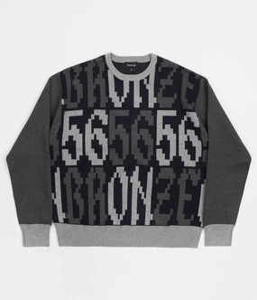 Bronze 56K Old E Crewneck Sweatshirt - Black / Grey Core Relaxed Comfy All Day