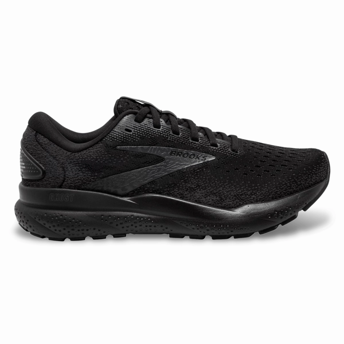 Brooks Men's Ghost 16 Black/Black/Ebony Comfort Laces
