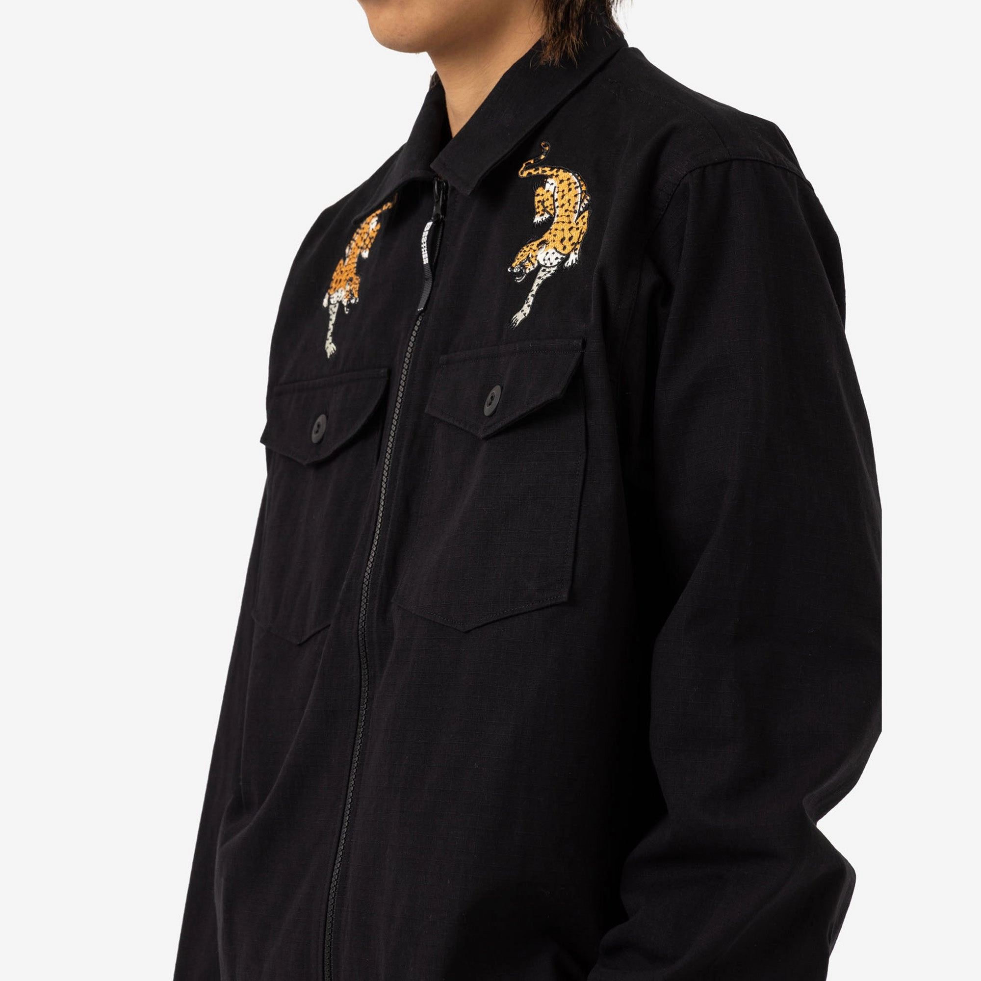 Brother Brother Military Souvenir Zip Shirt / Black Seamless Shoulder Construction